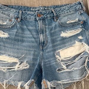 American Eagle Outfitters Distressed Light Blue Ripped Denim Shorts